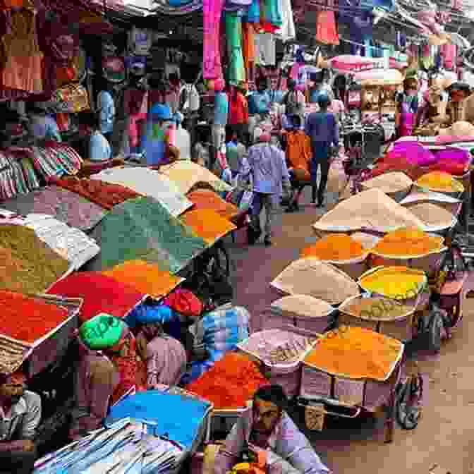 A Bustling Street Vendor, Surrounded By Vibrant Spices And Colorful Textiles. Spring Heat Rains: A South Indian Diary