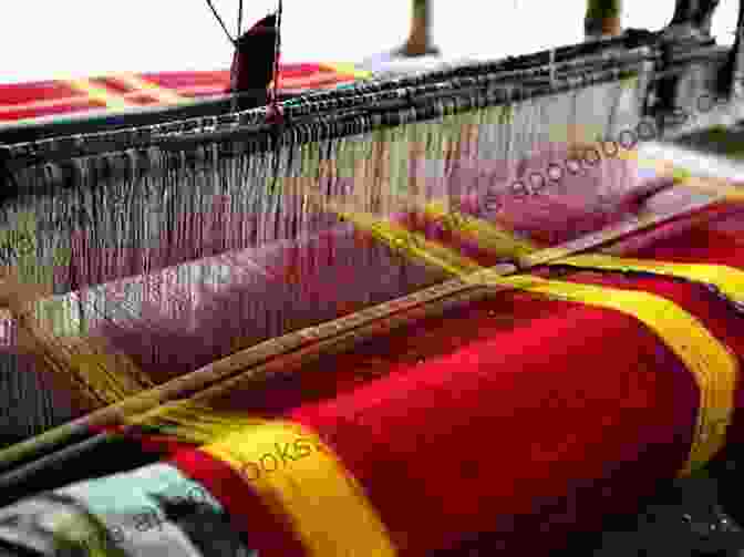 A Close Up Image Of A Weaver's Loom, With Colorful Threads Interwoven To Create A Intricate Pattern. WEAVING AND KNITTING STITCHES : Basic Guide And Secrets Of Spinning Weaving And Knitting Stitches