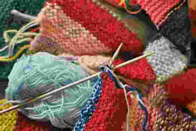 A Close Up Image Of Knitting Needles, With Yarn Being Worked Into A Intricate Pattern Of Stitches. WEAVING AND KNITTING STITCHES : Basic Guide And Secrets Of Spinning Weaving And Knitting Stitches