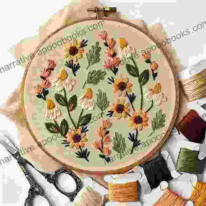 A Close Up Of A Mini Hoop Embroidery Of A Floral Design Mini Hoop Embroidery For Beginners: The Step By Step Guide On How To Make Pocket Sized Embroidery Hoop Including How To Finish Embroidery In A Mini Hoop