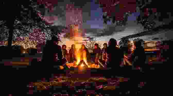 A Group Of Hikers Gathered Around A Crackling Campfire In The Twilight, Sharing Stories And Laughter The Long Trail (Ready For Chapters 2)