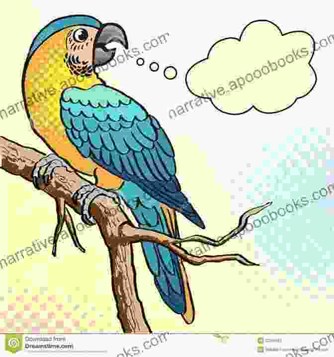 A Vibrant Illustration Of The Witty And Loquacious Talking Parrot, Perched Atop A Branch And Engaging In A Philosophical Conversation. Zoo Of Rare Talents Mary Diyon