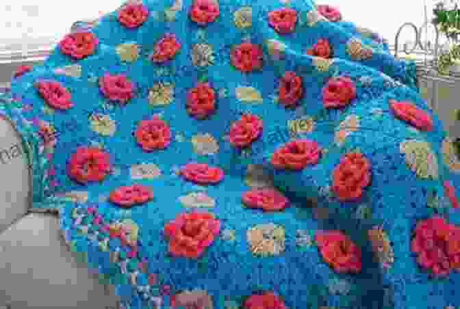 Close Up Of Apache Rose Afghan Blanket Crochet Pattern With Vibrant Colors And Intricate Details Apache Rose Afghan Blanket Crochet Pattern