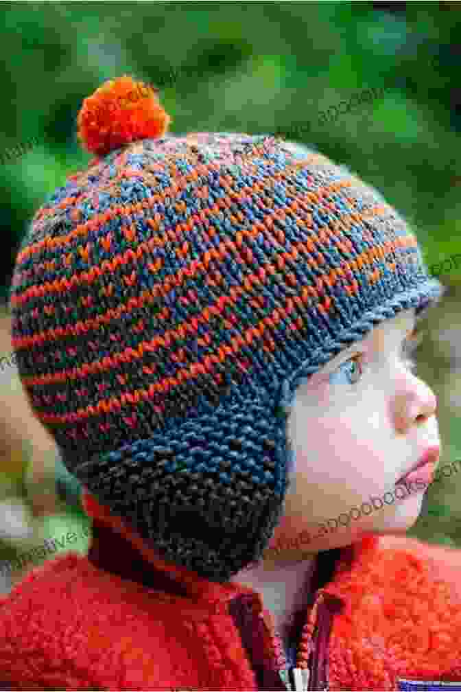 Red And White Striped Earflap Hat With Pompom Extra Warm Earflap For Everyone Knitting Pattern