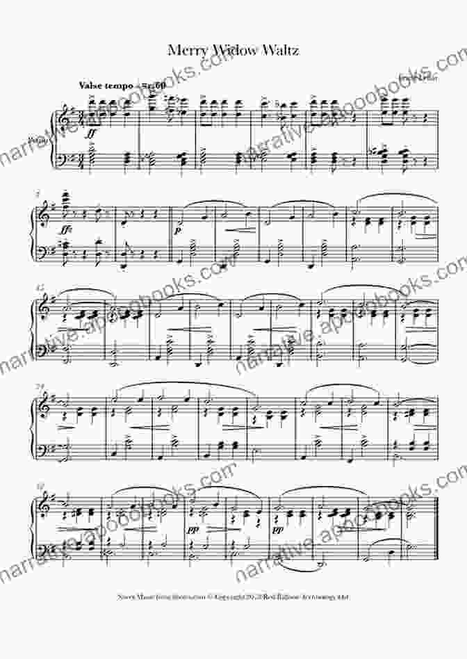 Sheet Music Of The Merry Widow Waltz, Showcasing Its Intricate Instrumentation MERRY WIDOW Waltz Song By F Lehar: For Brass Quintet (Christmas For Brass Quintet 4)